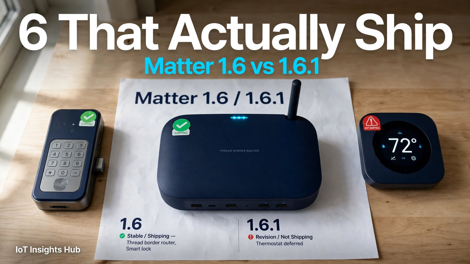 Matter 1.6 vs 1.6.1 new features showing 6 features that actually ship on desk with border router